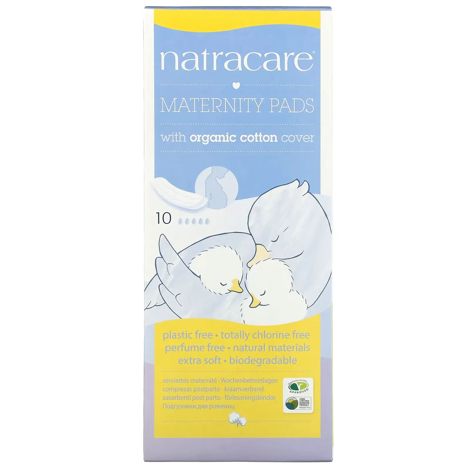 Maternity Pads with Organic Cotton Cover, 10 Pads