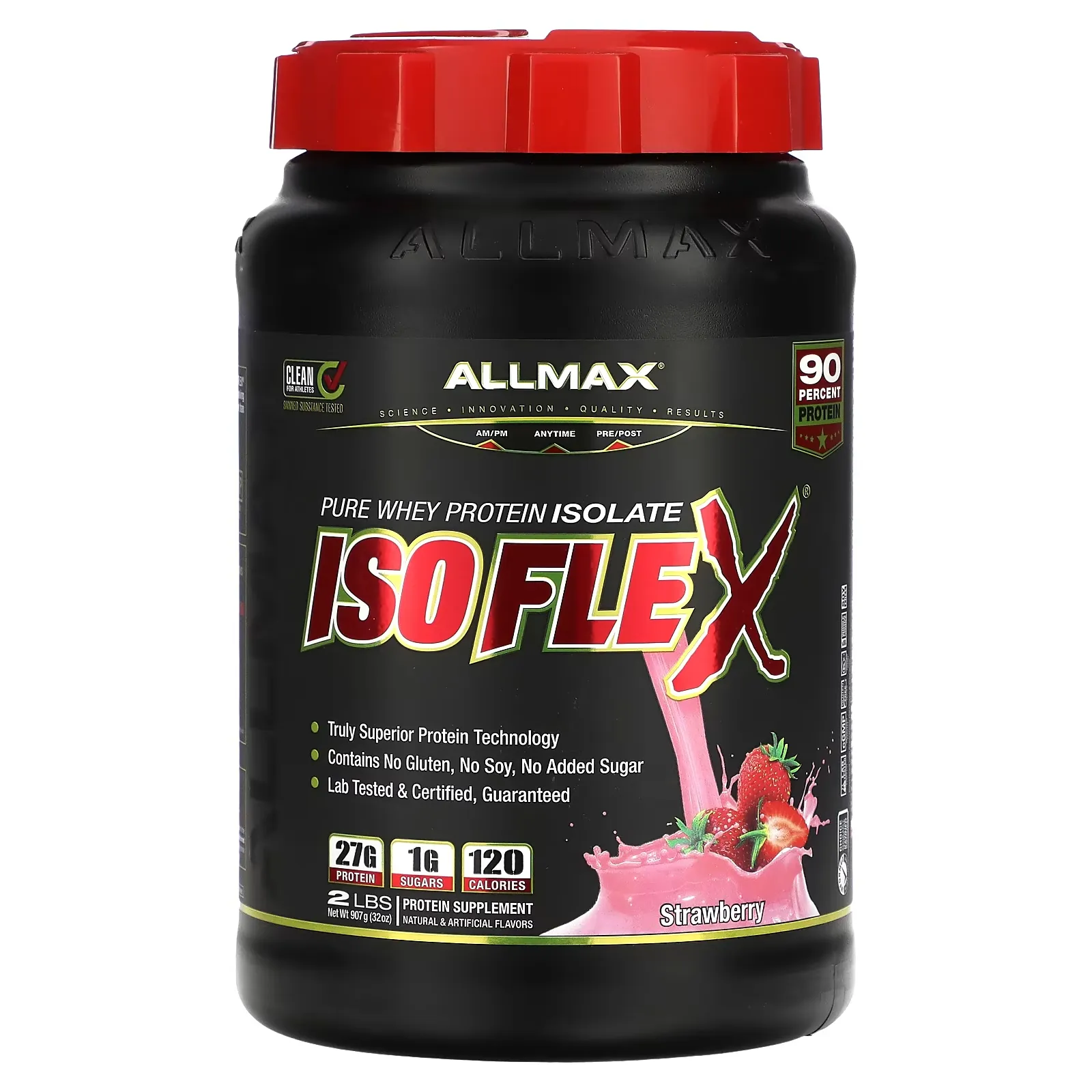 Isoflex, Pure Whey Protein Isolate, Strawberry, 2 lbs (907 g)