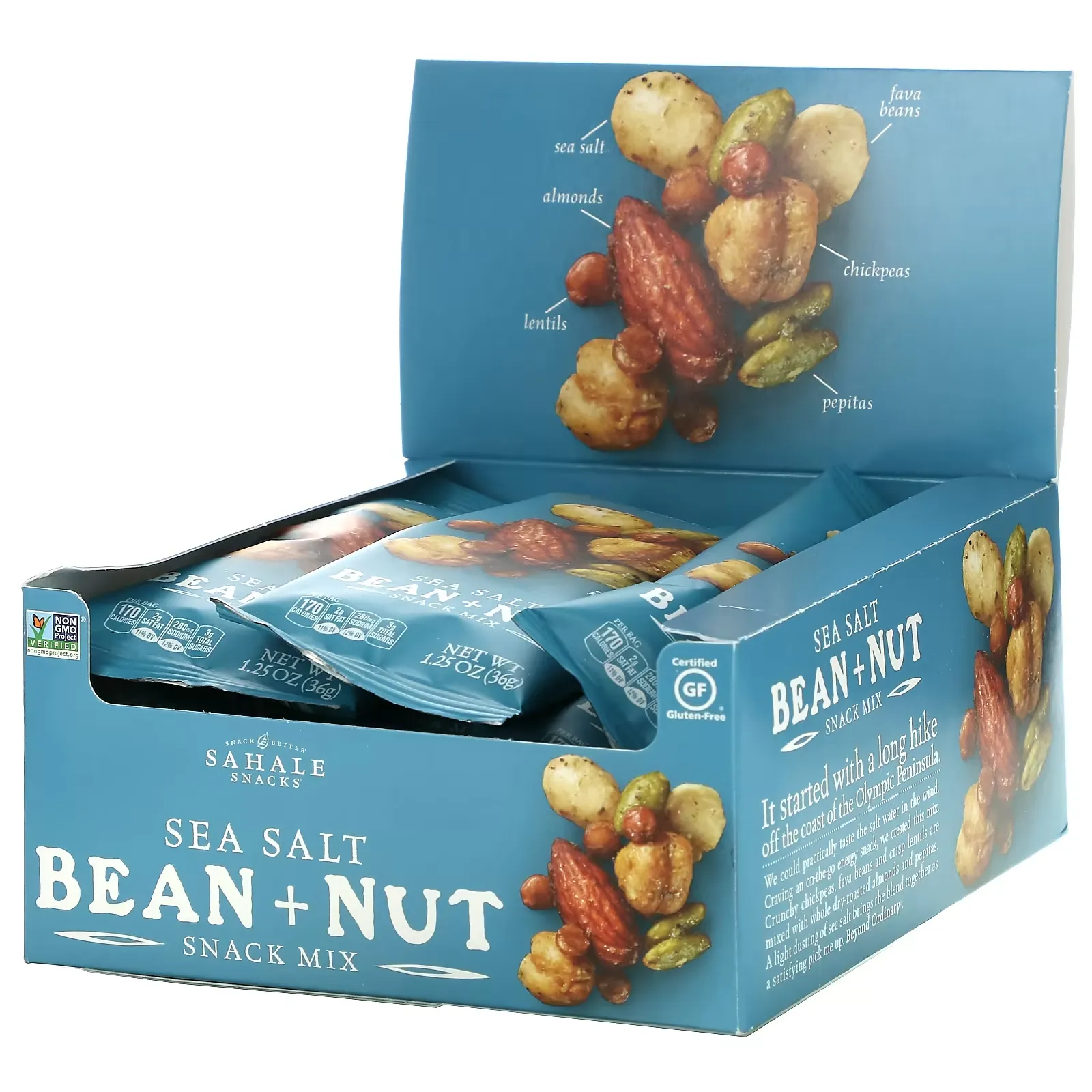 Snack Mix, Sea Salt Bean + Nut, 9 Bags, 1.25 oz (36 g) Each