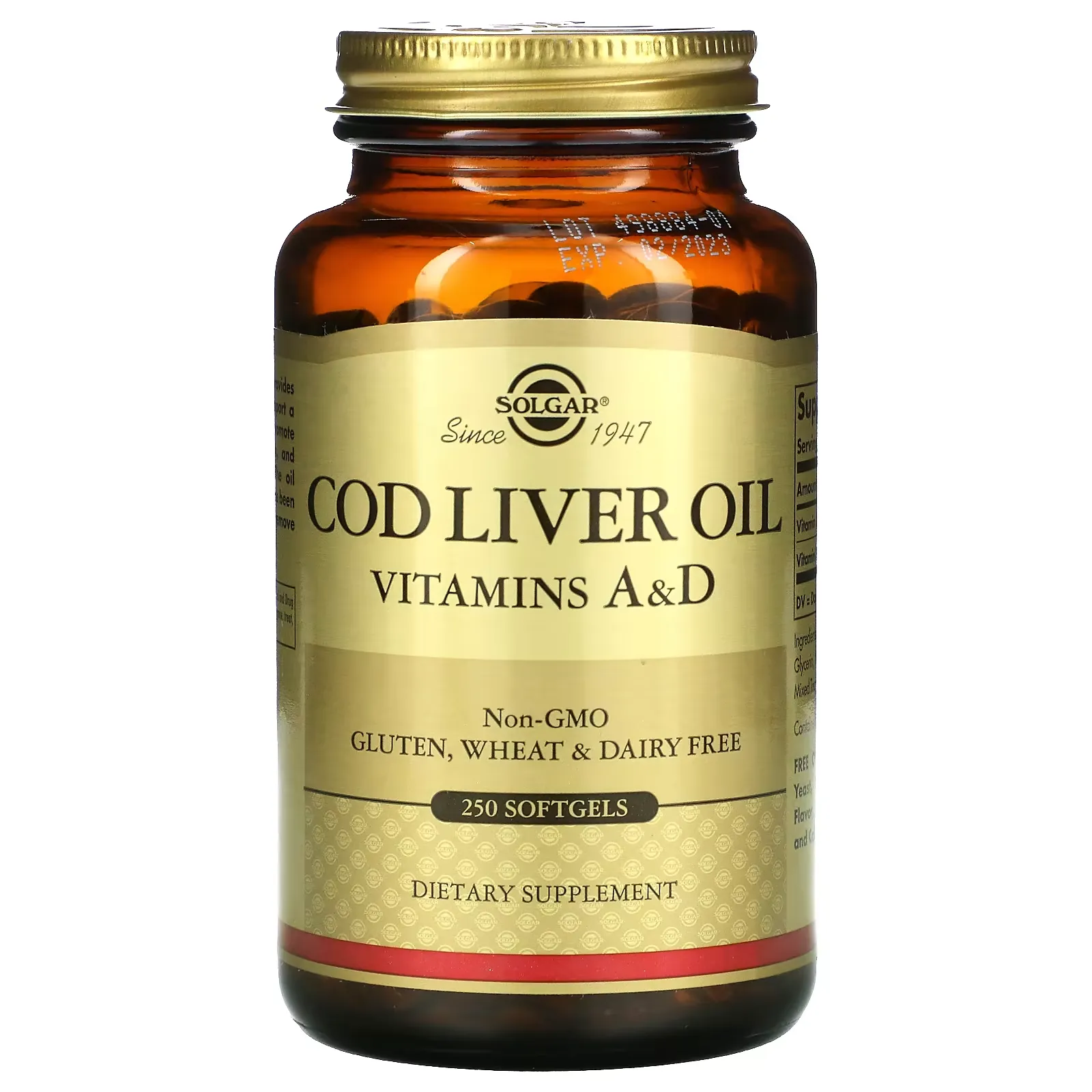 Cod Liver Oil, Vitamins A & D, 250 Softgels