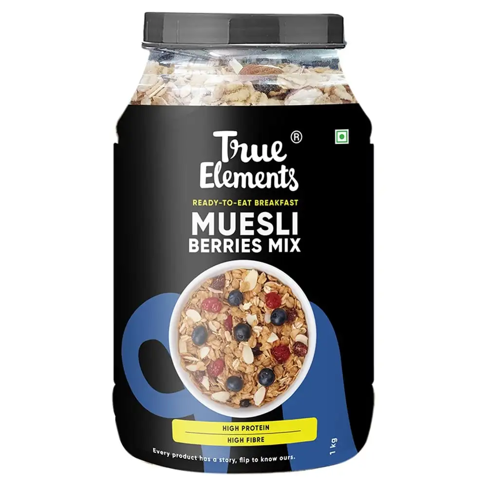 True Elements Cranberry & Blueberry Muesli,  1 kg  Natural