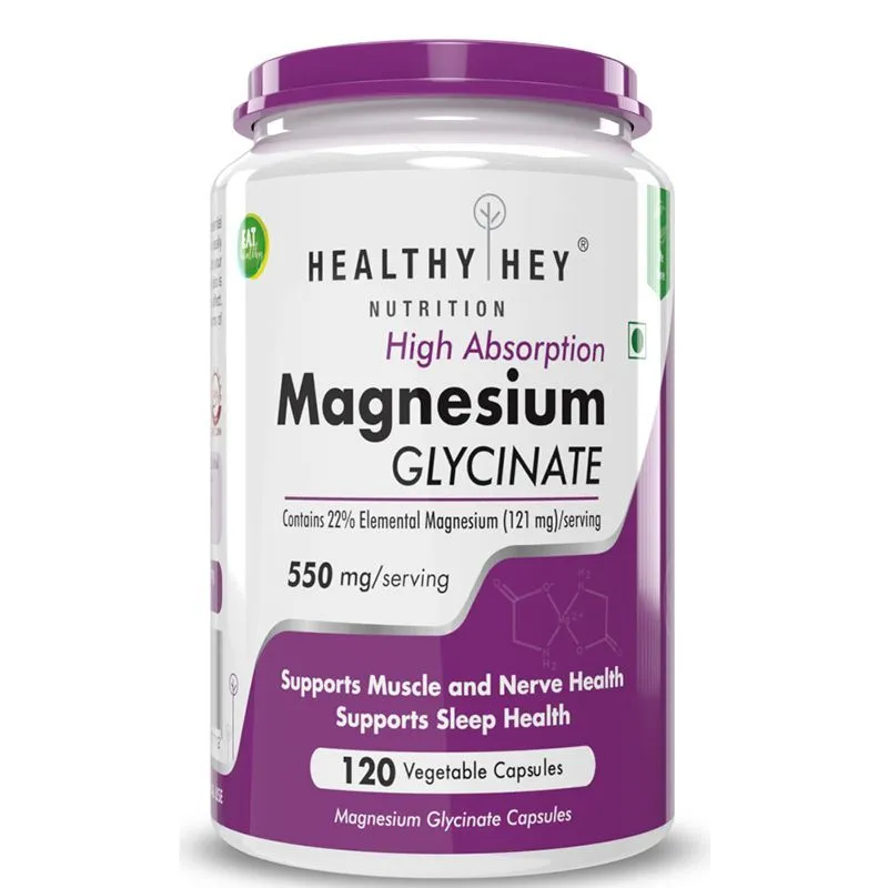 HealthyHey Nutrition High Absorption Magnesium Glycinate - Veg Capsules