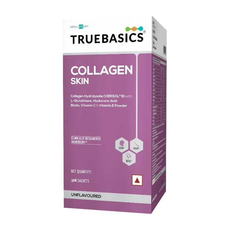 TrueBasics Collagen Skin With L-glutathione, Collagen Peptides, Biotin, Vitamin C & Vitamin E