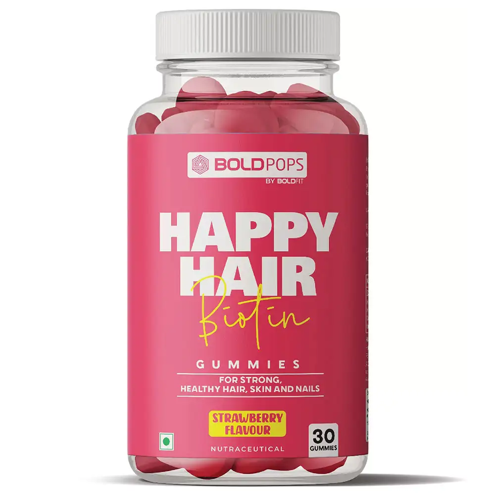 Boldfit Happy Hair Biotin,  30 gummies  Strawberry