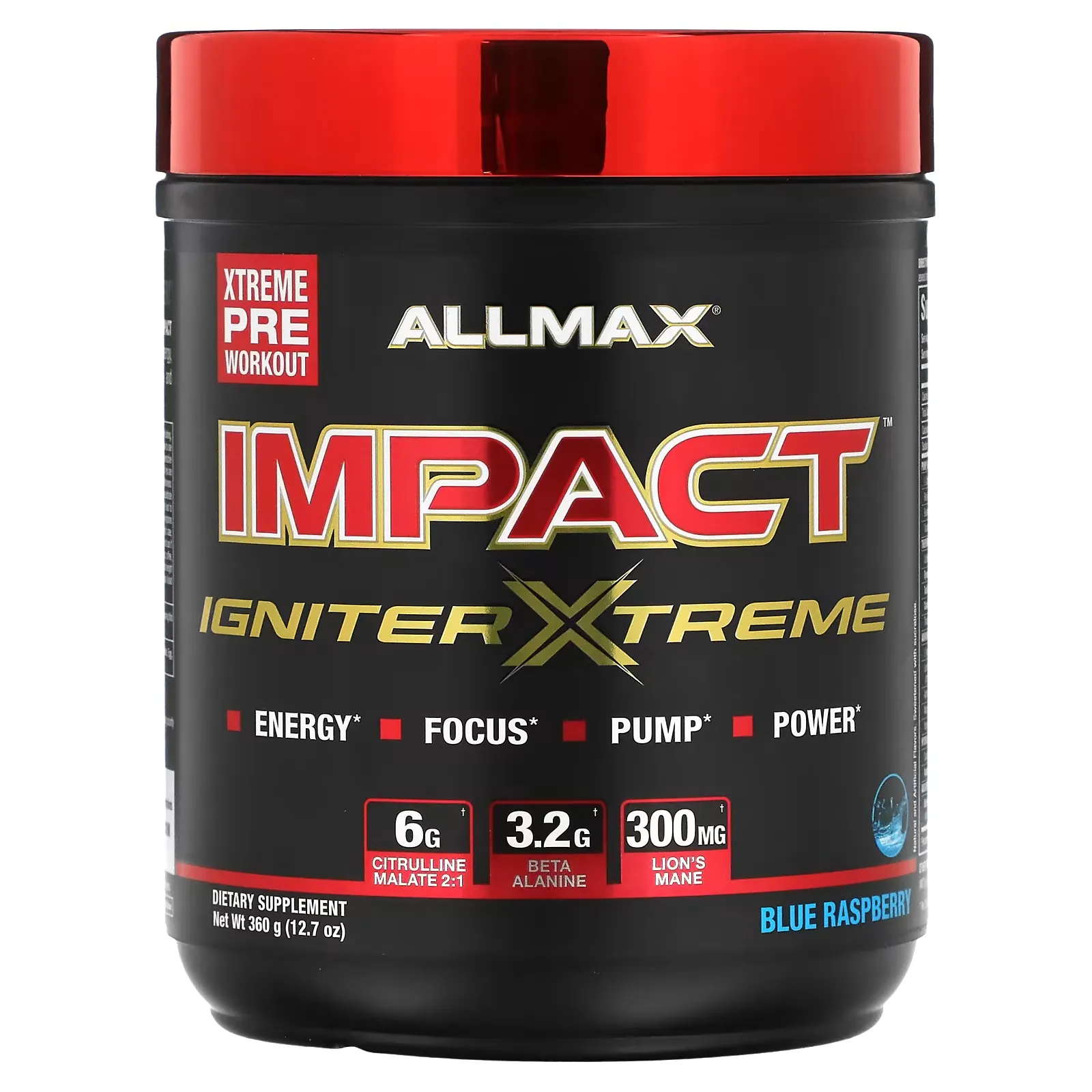 IMPACT Igniter Xtreme, Pre-Workout, Blue Raspberry, 12.7 oz (360 g)