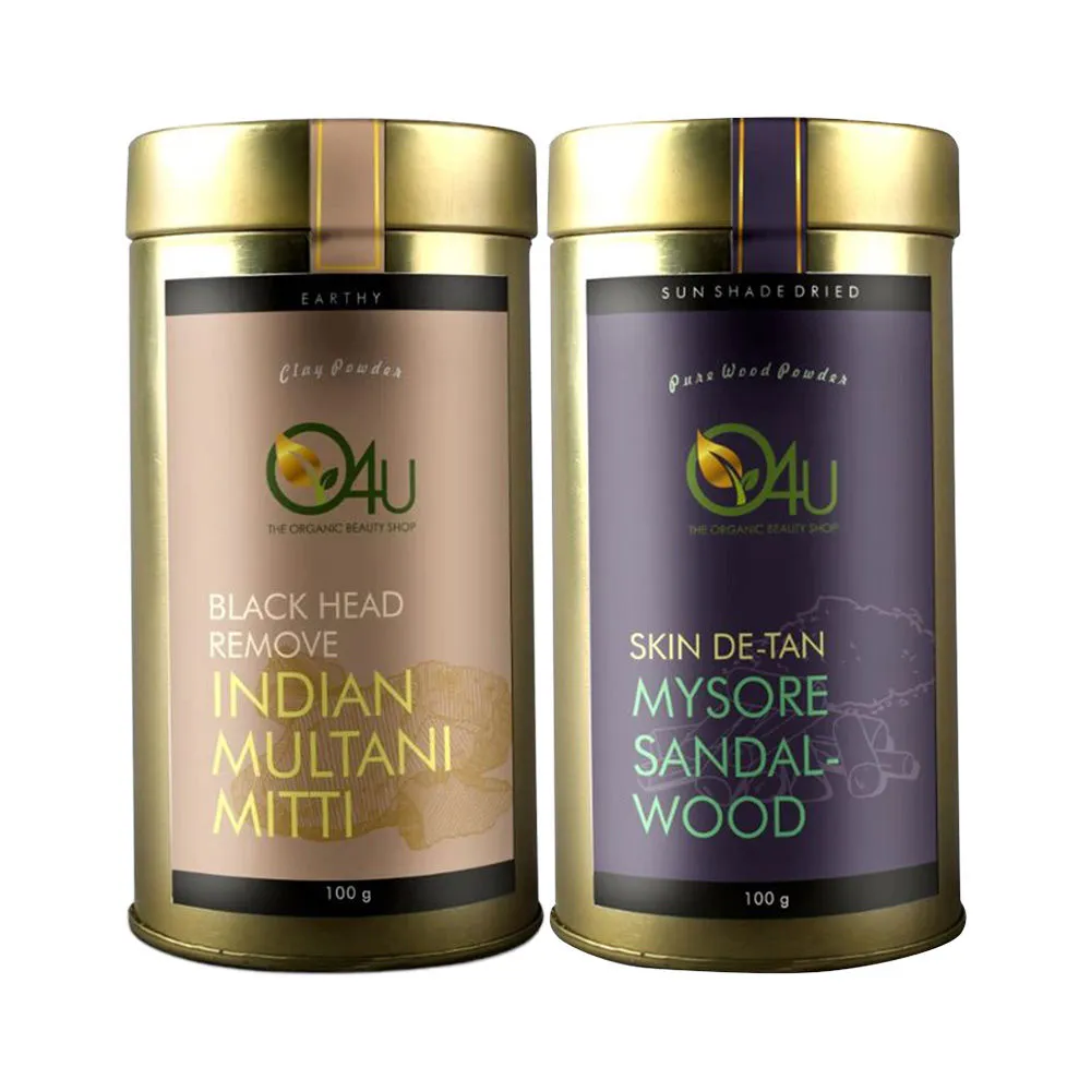 O4U Pure & Natural Multani Mitti Powder + Organic Mysore Sandalwood Powder