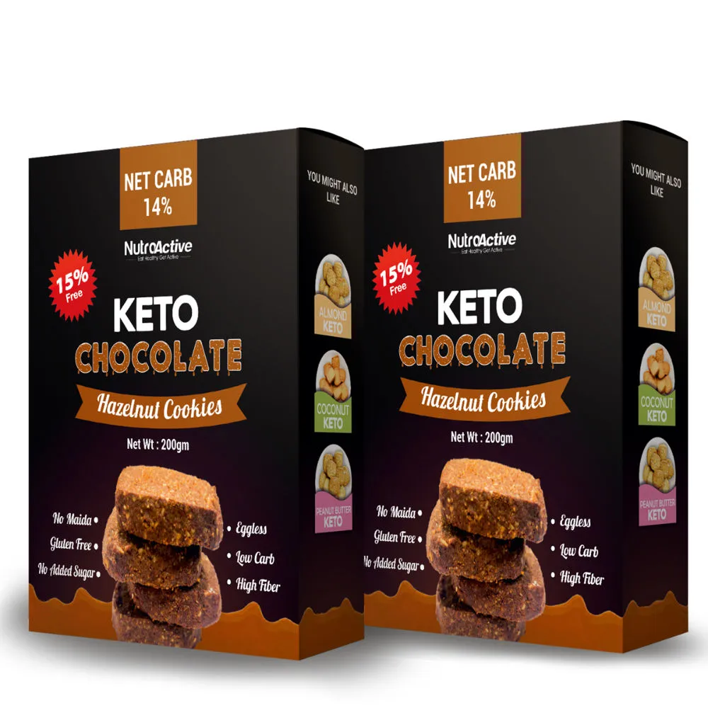 NutroActive Keto Chocolate Hazelnut Cookies (Pack of 2)