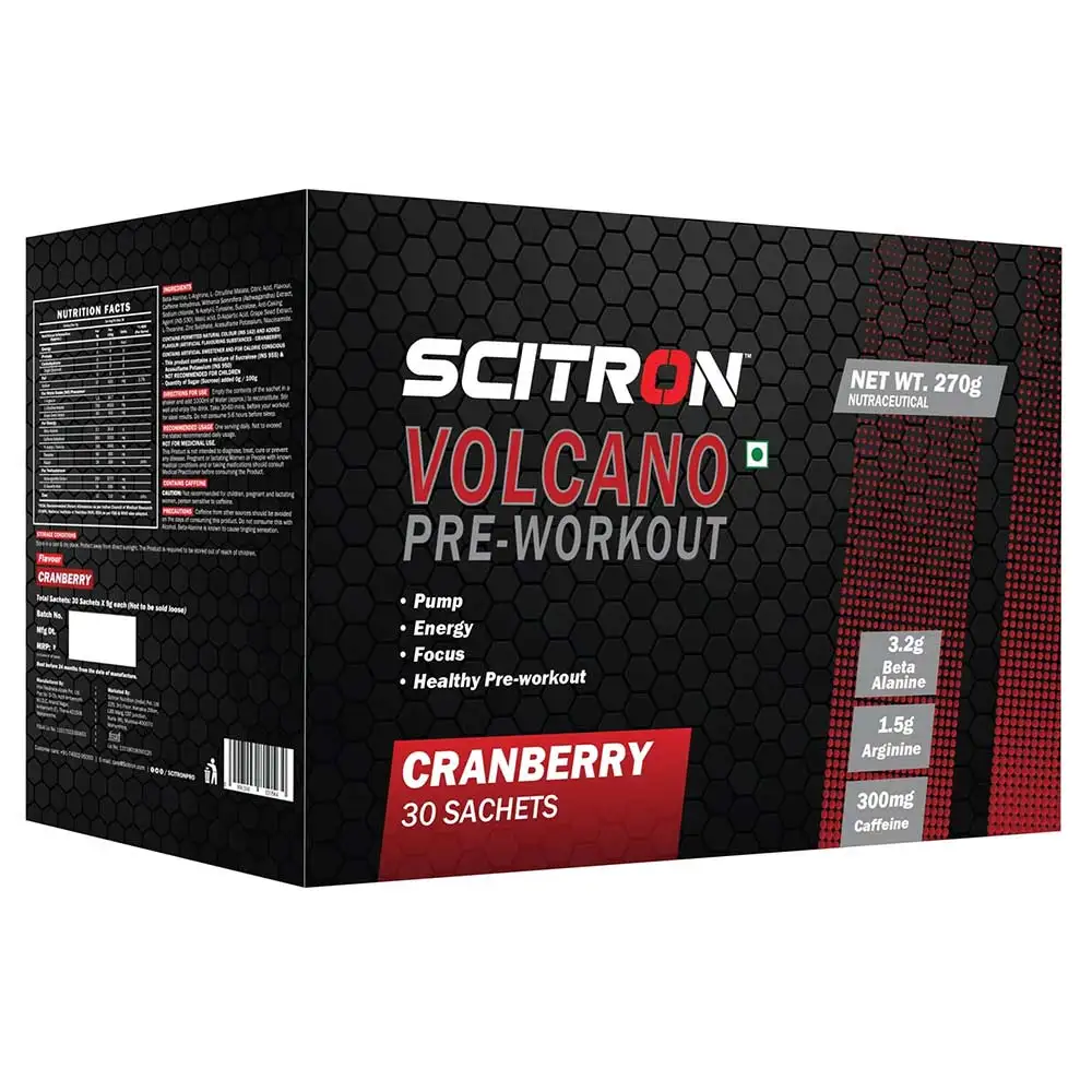 Scitron Valcano Pre Workout,  30 sachets/pack  Cranberry