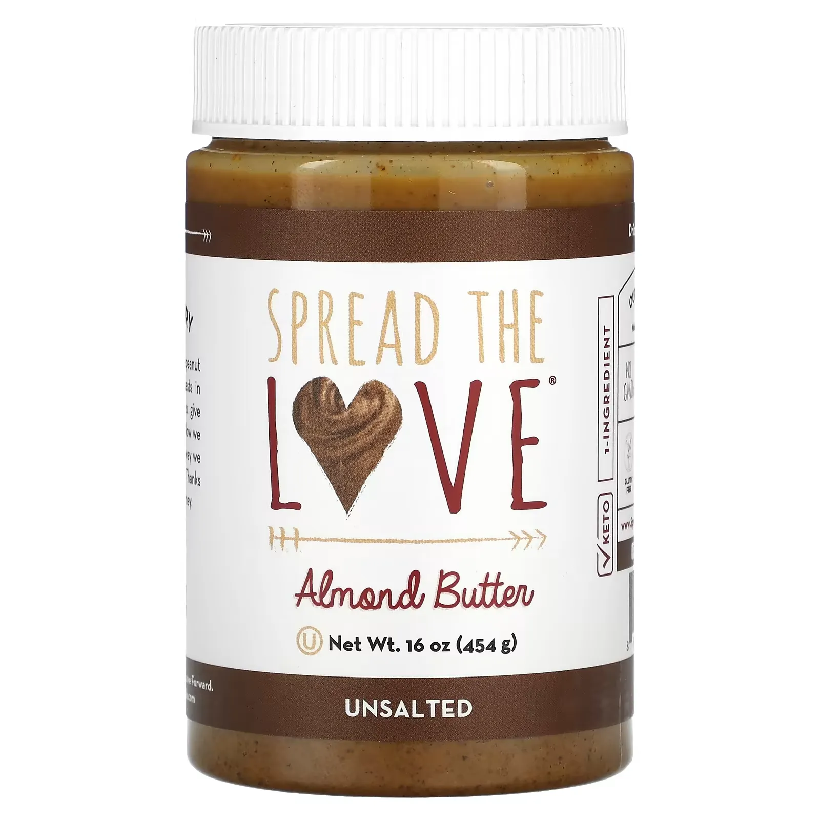 Almond Butter, Unsalted, 16 oz ( 454 g)