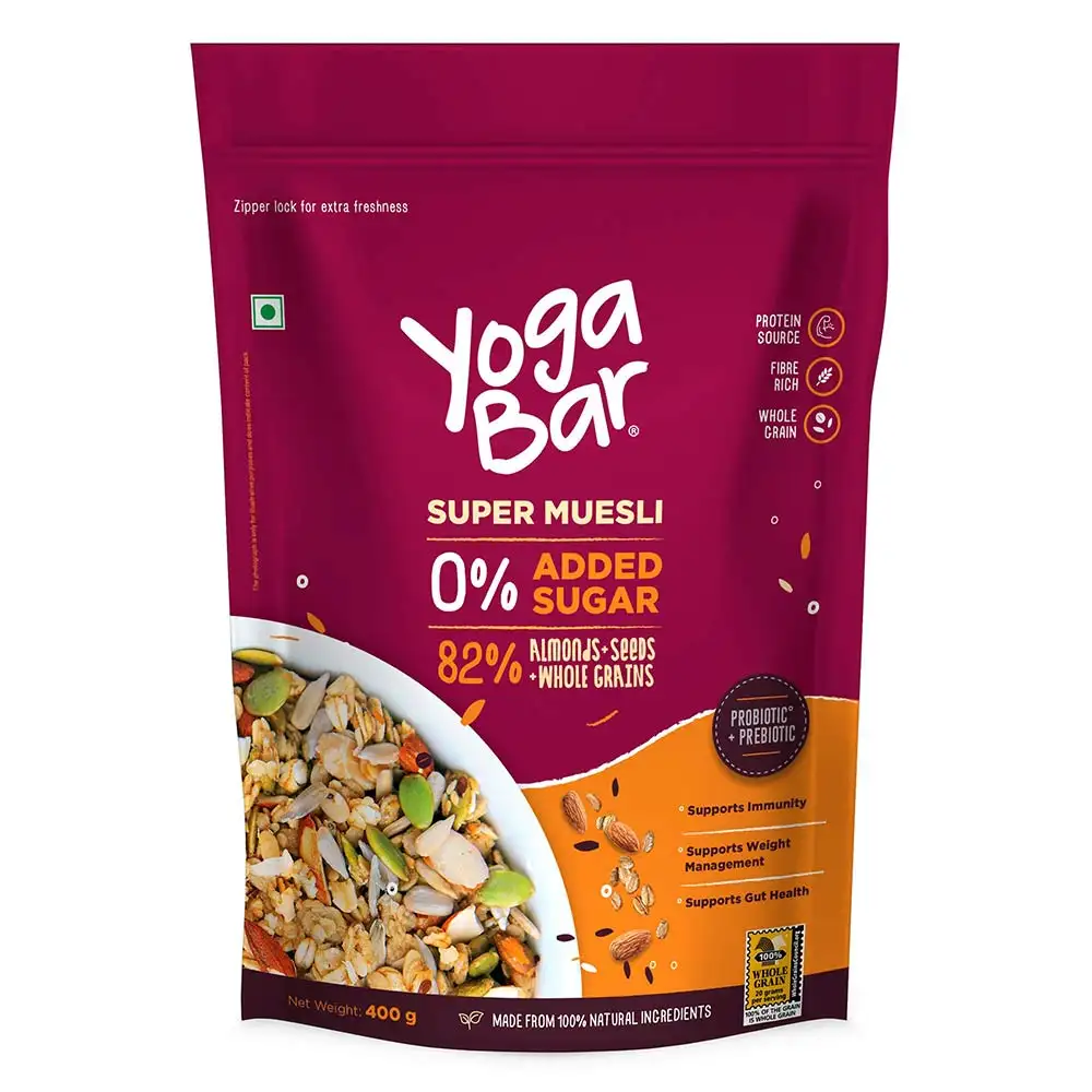 Yogabar Super Muesli,  0.400 kg  Almonds + Seeds + Whole Grains