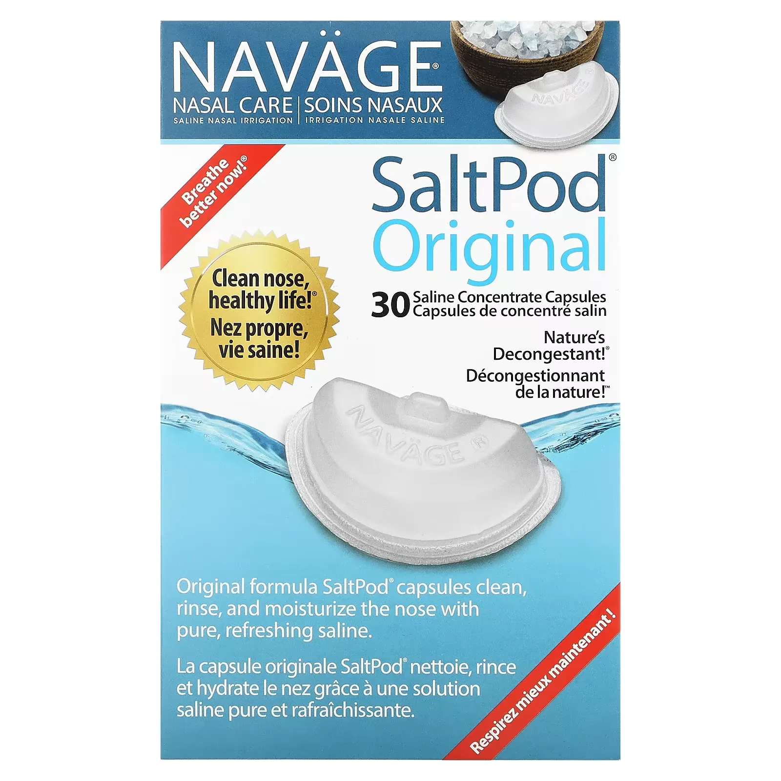 Nasal Care, Saline Nasal Irrigation, Saltpod Original, 30 Saline Concentrate Capsules