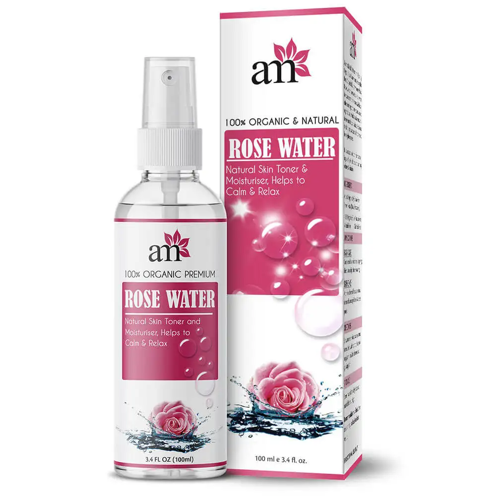 AromaMusk 100% Organic & Natural Premium Rose Water,  100 ml  For All Skin Type