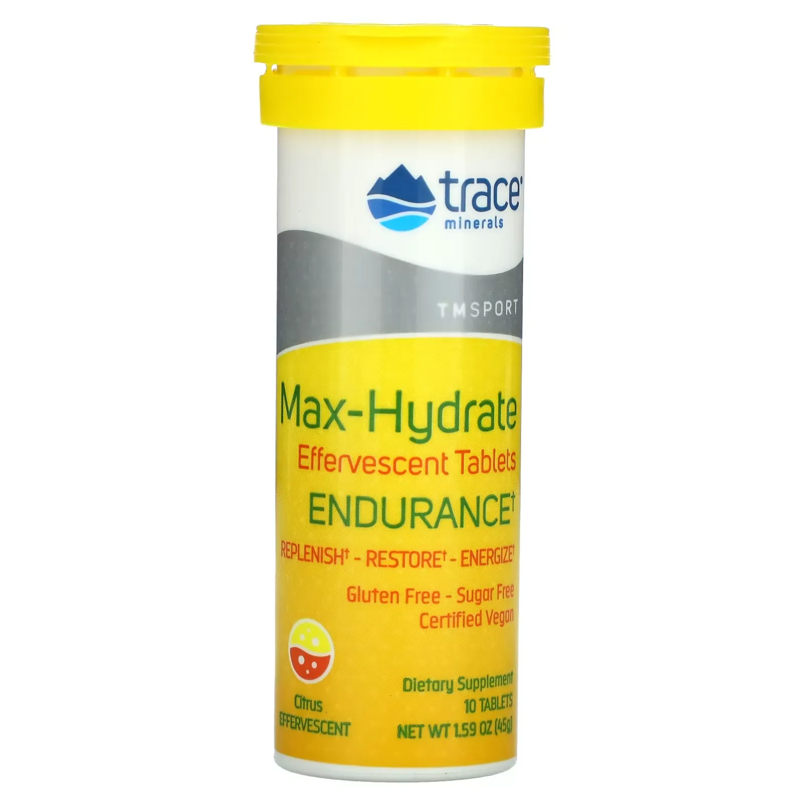 TM Sport, Max-Hydrate Endurance, Effervescent Tablets, Citrus, 10 Tablets, 1.59 oz (45 g)