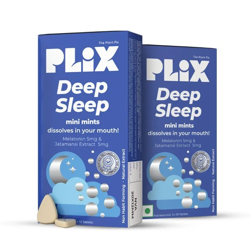 PlixDeep Sleep 5mg Melatonin Sleeping Pills, 60 Oral Dissolving mints for restful sleep