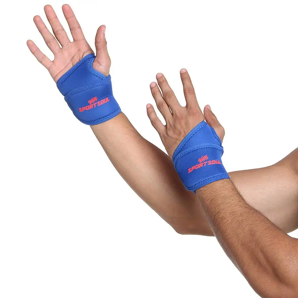 SportSoul Wrist Support with Thumb Wrap Pack of 2,  Royal Blue  Free Size