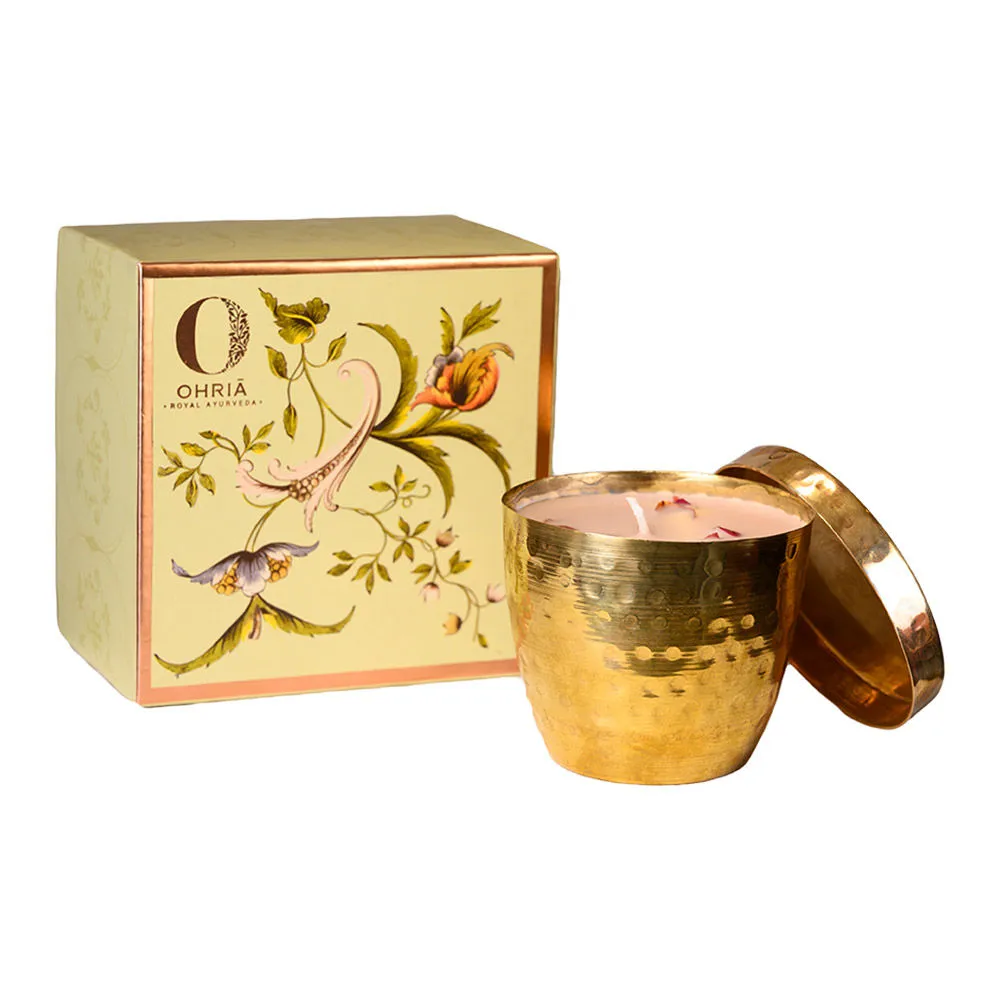 Ohria Ayurveda Rose & Oud Luxury Brass Candle