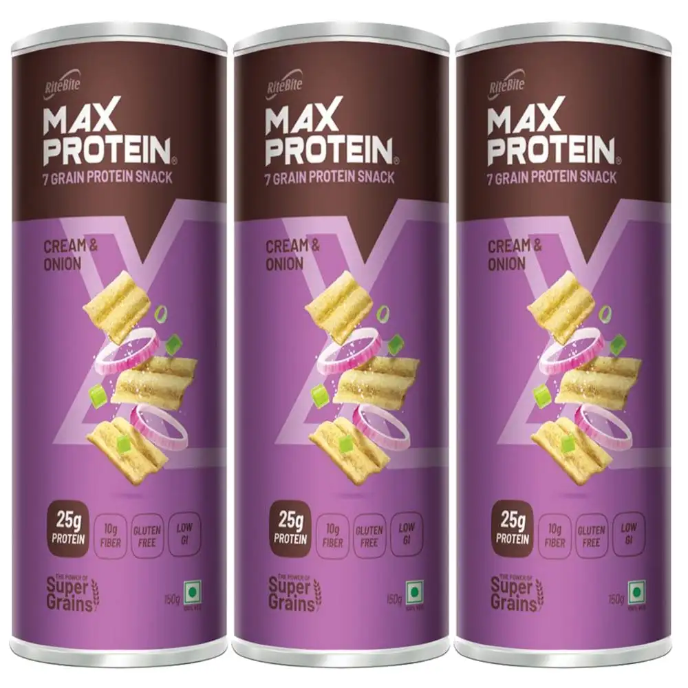 RiteBite Max Protein Chips,  150 g  Cream & Onion (Pack of 3)