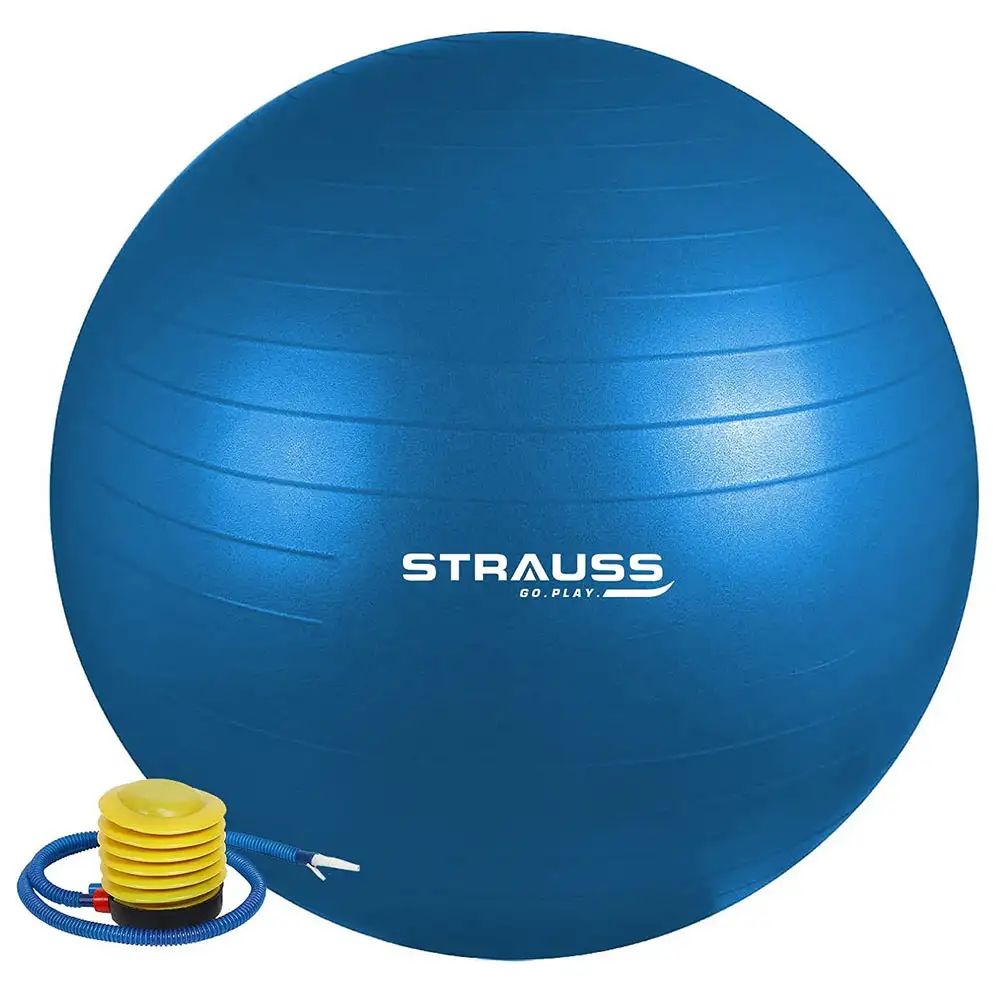 Strauss Round Shape Anti Burst Gym Exercise Ball with Pump,  Blue  85 cm