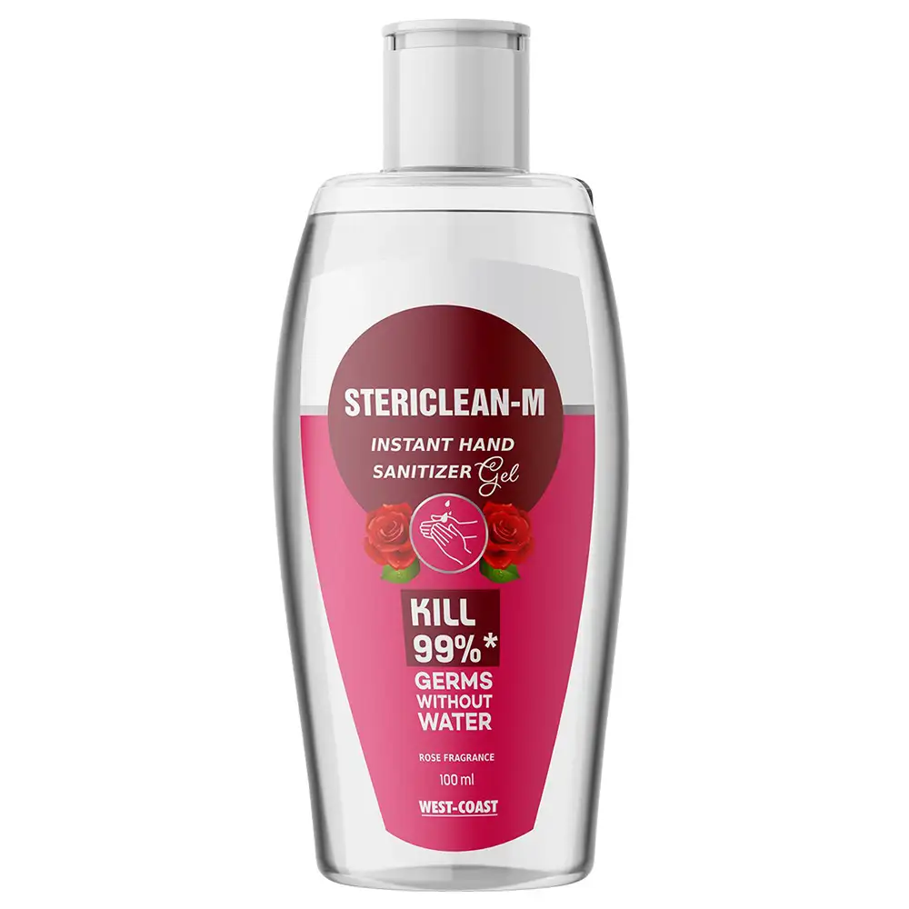 West Coast Stericlean M Instant Hand Sanitizer Gel,  Rose  100 ml  99% Protection from Germs