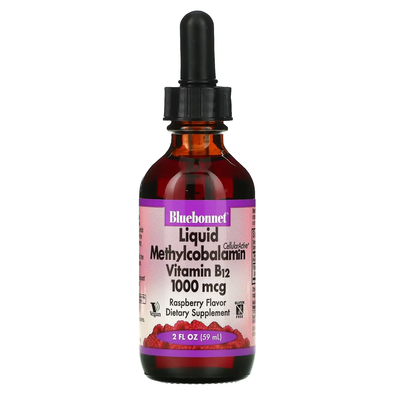 Liquid CelluarActive Methylcobalamin Vitamin B12, Raspberry Flavor, 1,000 mcg, 2 fl oz (59 ml)