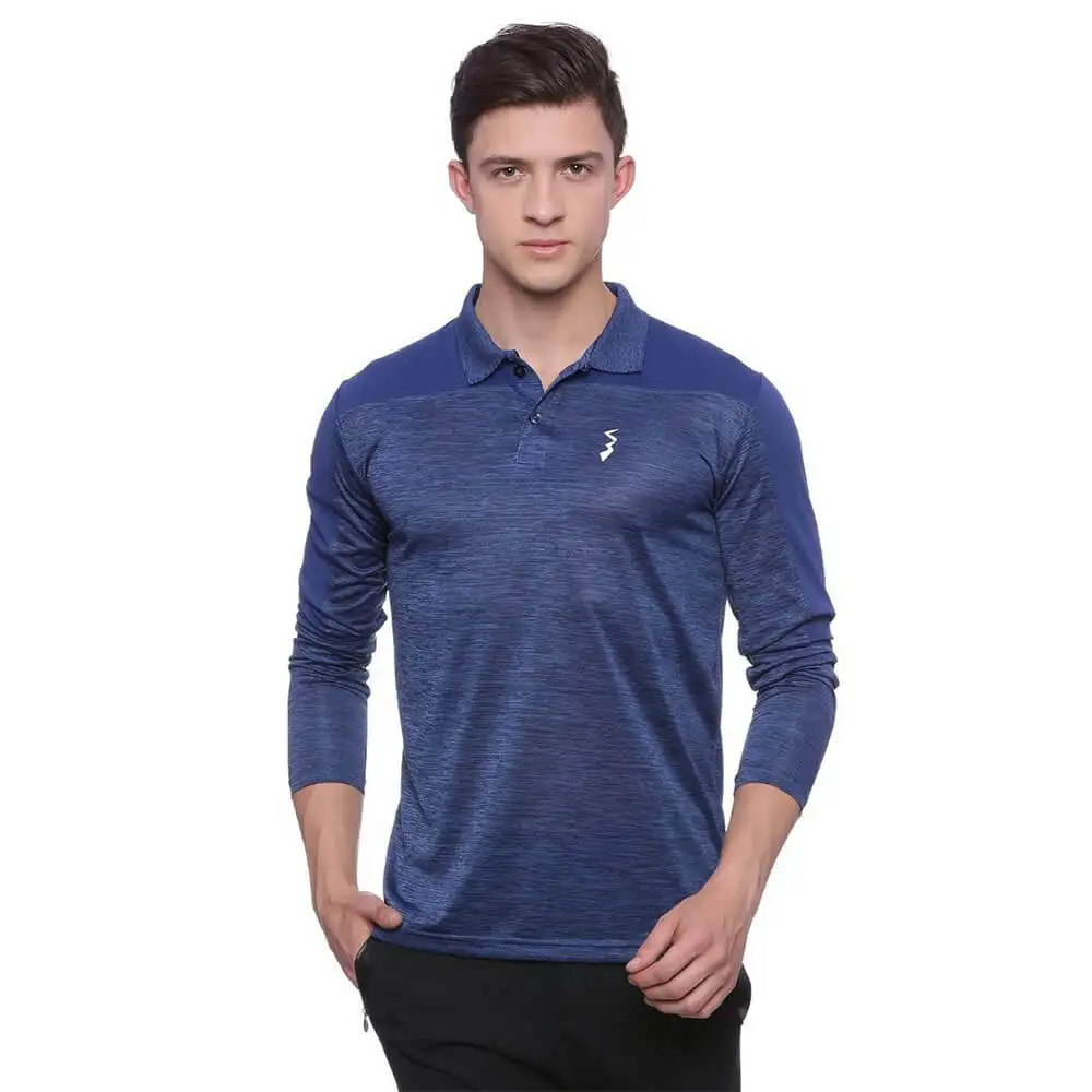 Campus Sutra Solid Men Polo Neck T Shirt,  Navy Blue  Medium