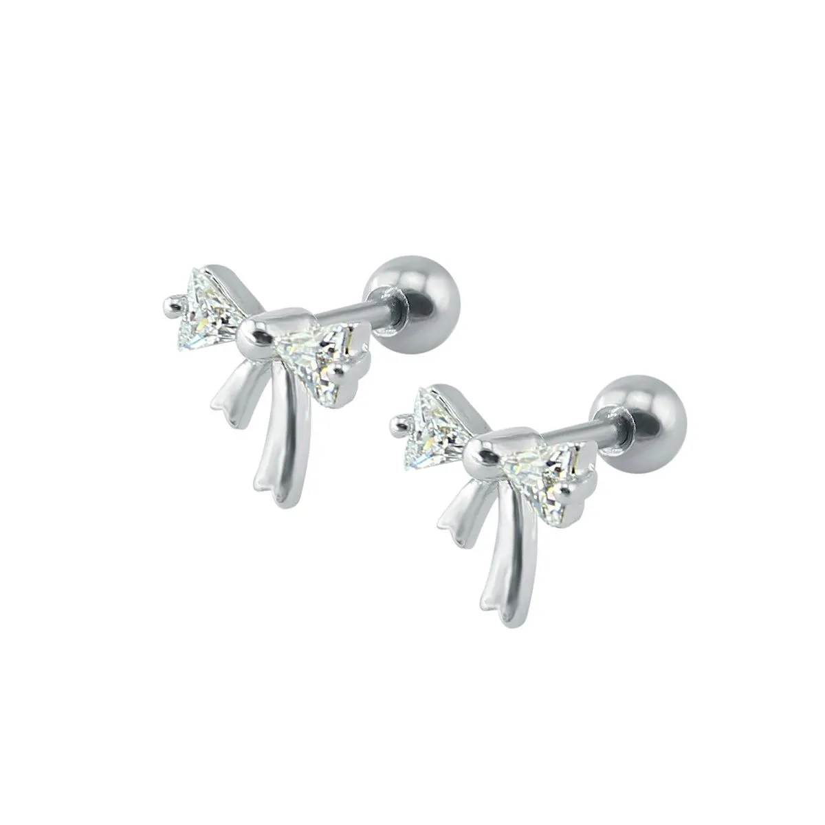 Arendelle Baby/toddler Safety Screw Back Earrings In Cubic Zirconia Crystal - Silver (Free Size)