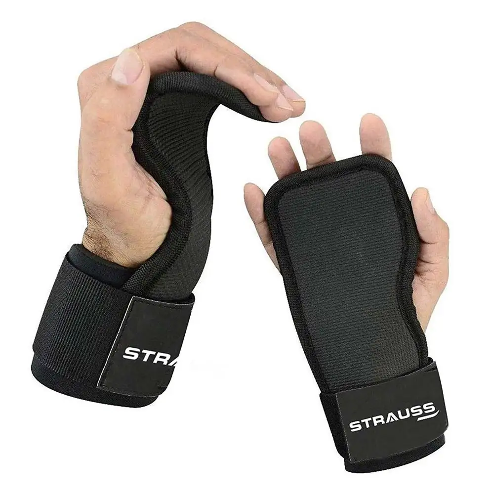 Strauss Adjustable Weightlifting Strap with Palm Pads,  Pair (Black)  Free Size