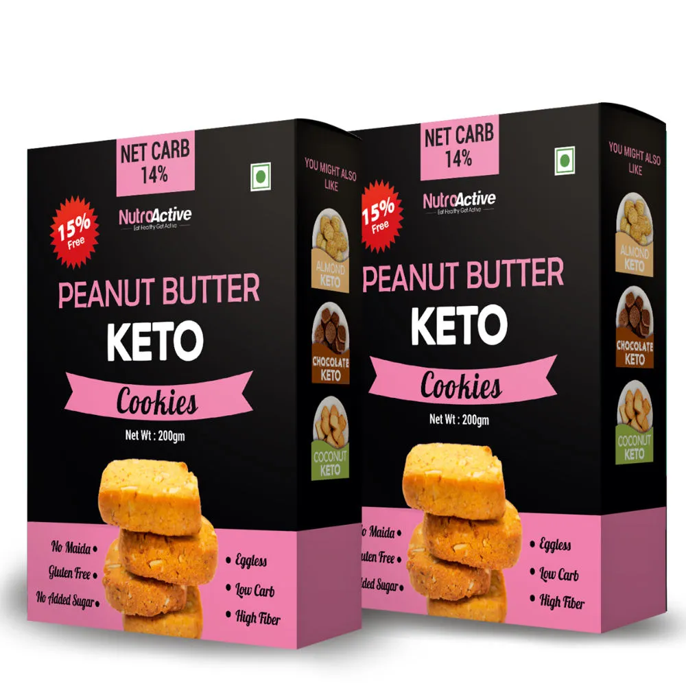 NutroActive Keto Peanut Butter Cookies (Pack of 2)