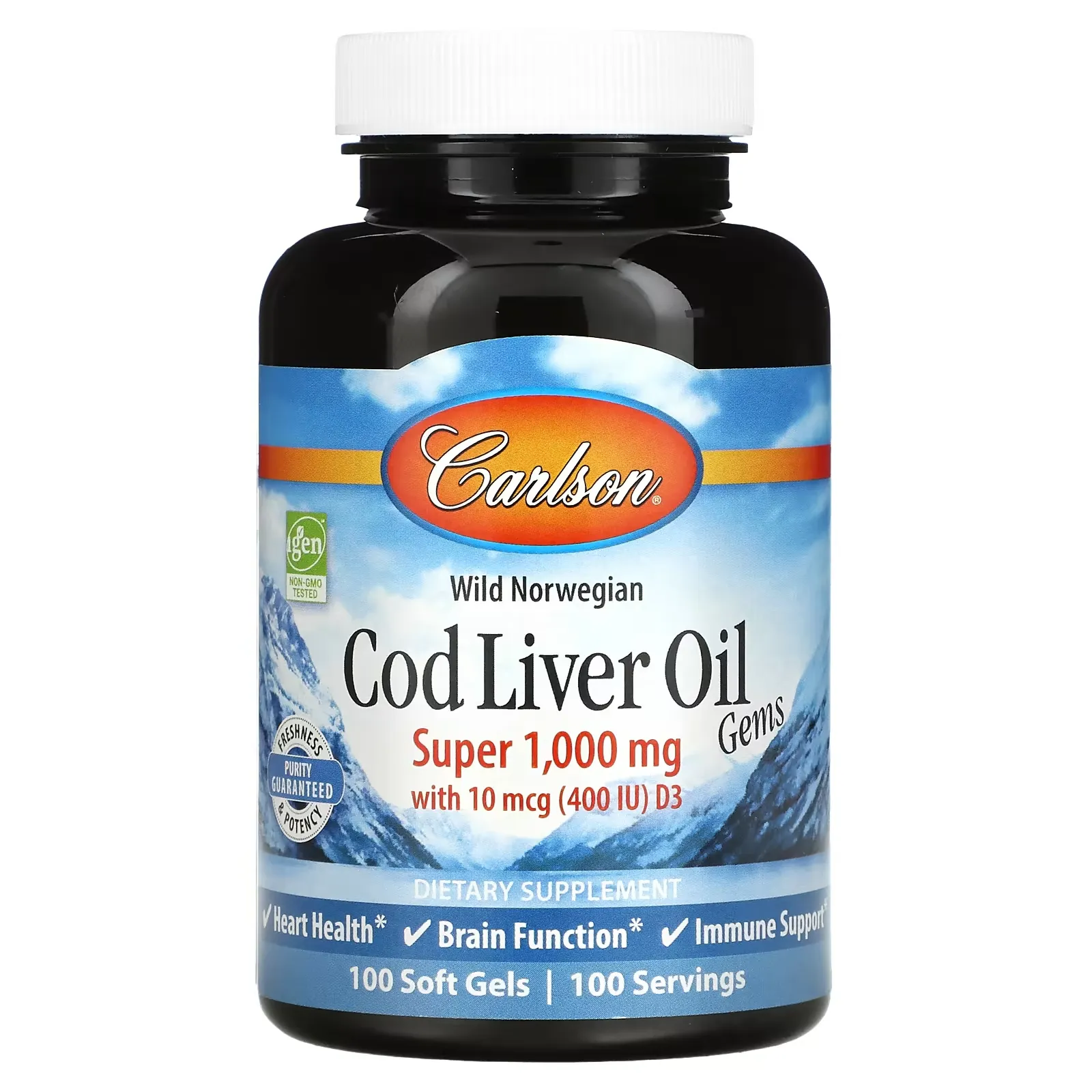 Wild Norwegian, Cod Liver Oil Gems, 1,000 mg, 100 Soft Gels