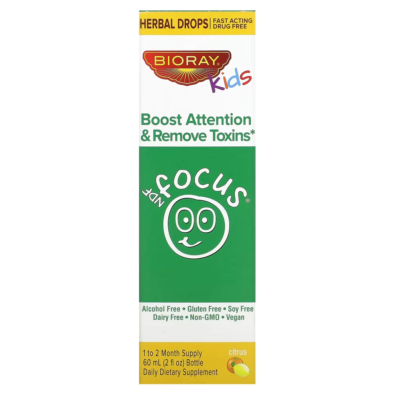 Kids, NDF Focus, Boost Attention & Remove Toxins, Citrus , 2 fl oz (60 ml)