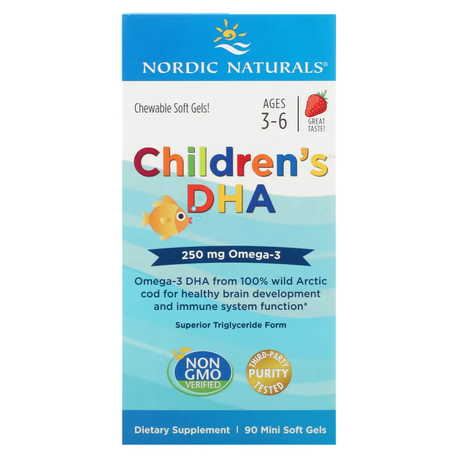 Children's DHA, Ages 3-6, Strawberry, 90 Mini Soft Gels