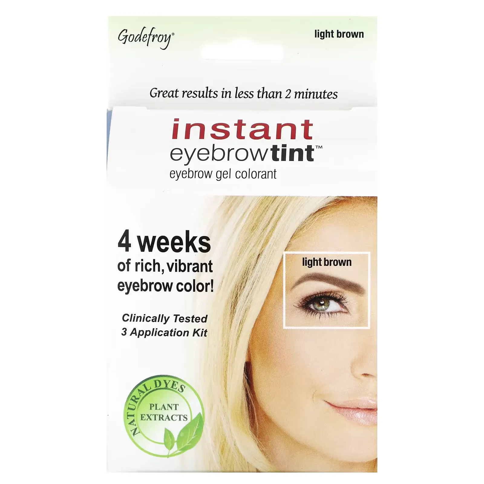 Instant Eyebrow Tint, Light Brown, 3 Application Kit