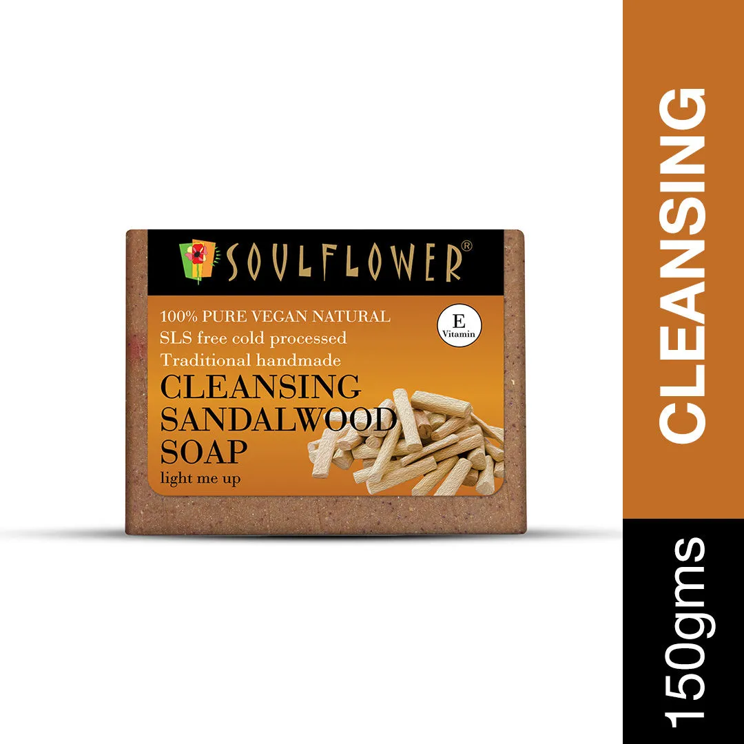 Soulflower Organic Cleansing Sandalwood Handmade Bathing Bar Soap With Vitamin E- Winter Moisturizer