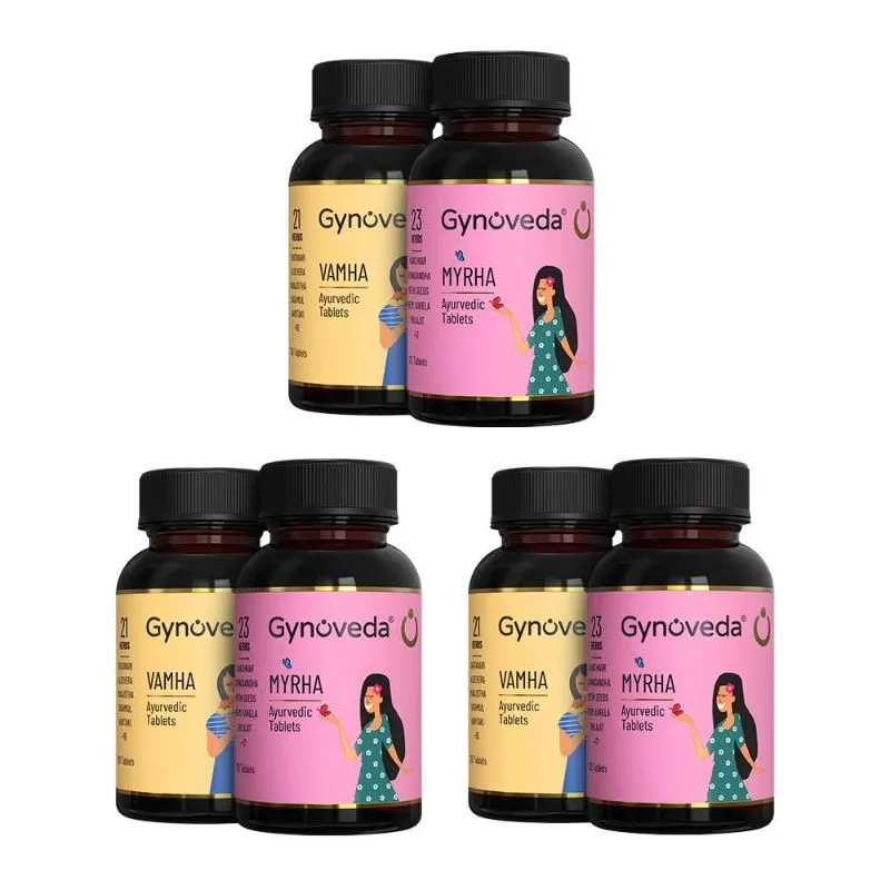 Gynoveda Myrha Vamha PCOS PCOD Delayed-Irregular Periods, Ayurvedic Pills - 3 Month Pack