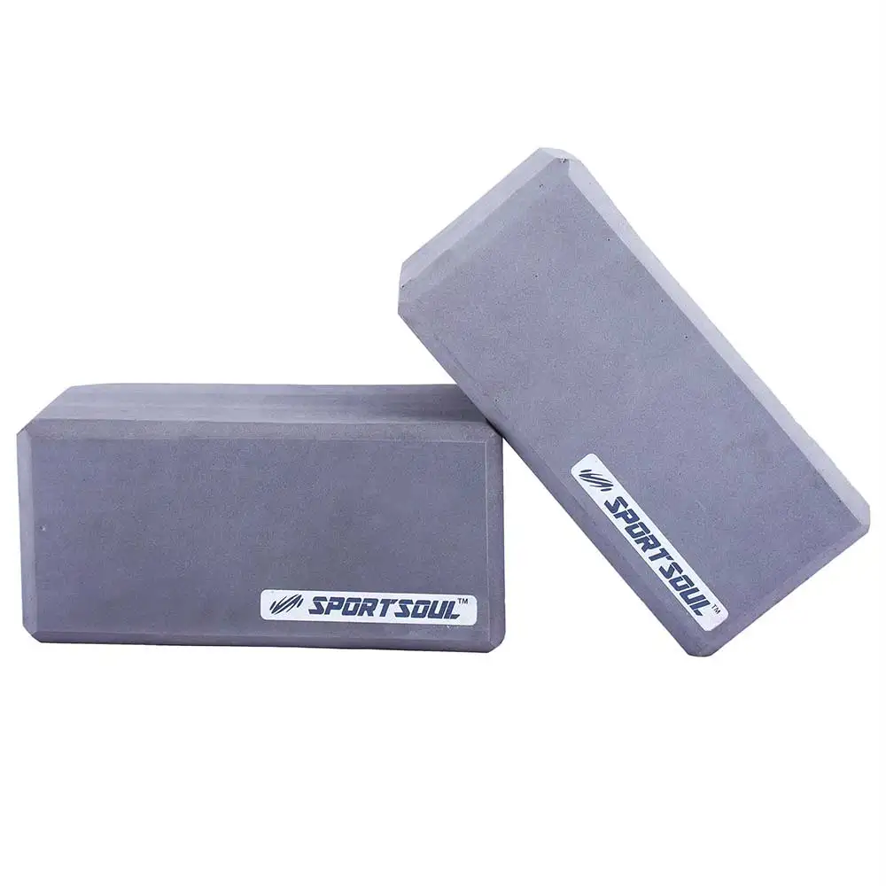 SportSoul Classic Yoga Block,  Grey (Pack of 2)  22 x 11 x 10 cm