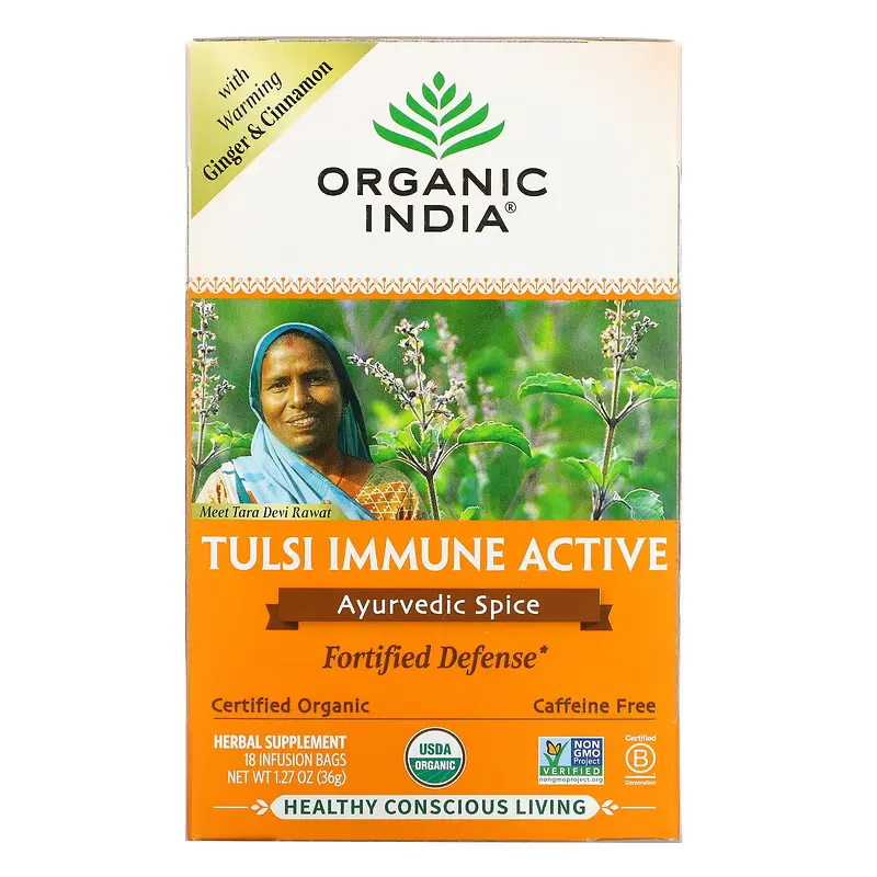 Tulsi Immune Active, Ayurvedic Spice, Caffeine Free, 18 Infusion Bags, 1.27 oz (36 g)