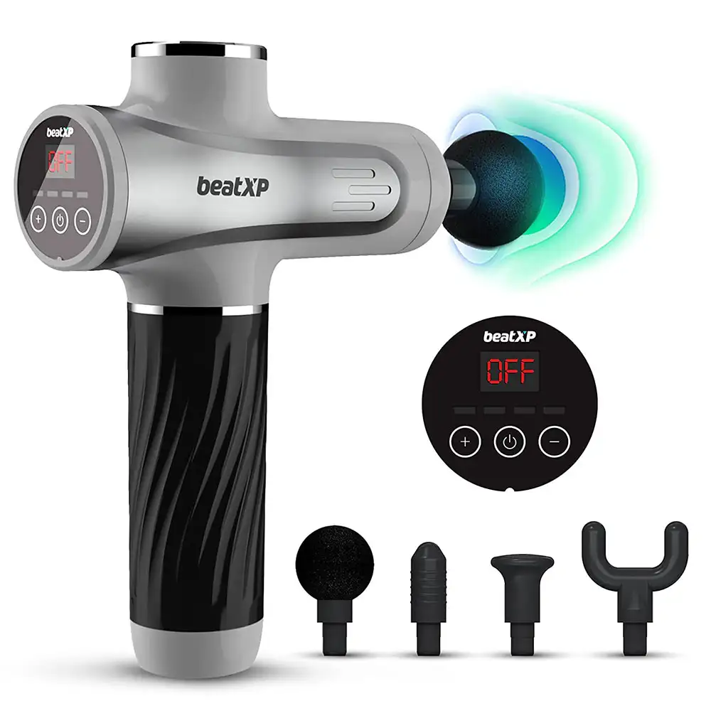 beatXP Bolt Go Deep Tissue Massage Gun,  Glossy Silver