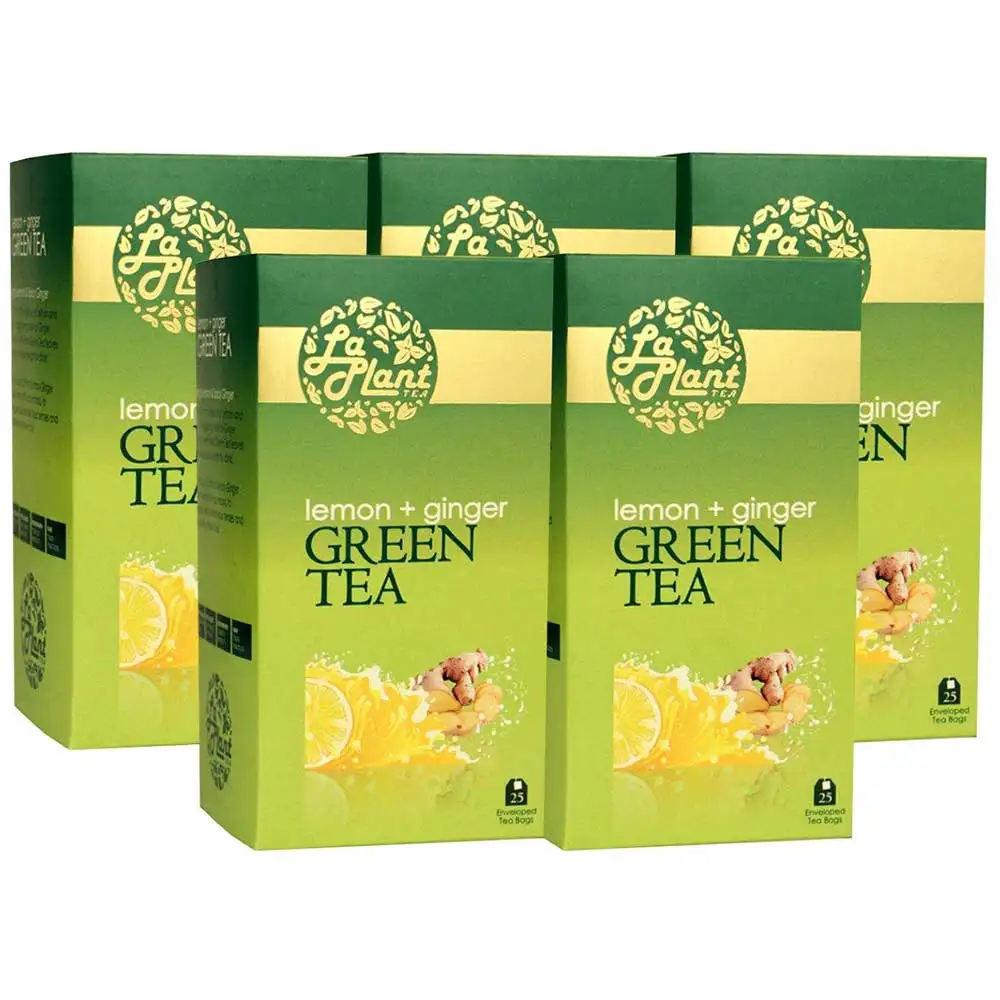 Laplant Green Tea,  25 Piece(s)/Pack  Lemon & Ginger (Pack of 5)