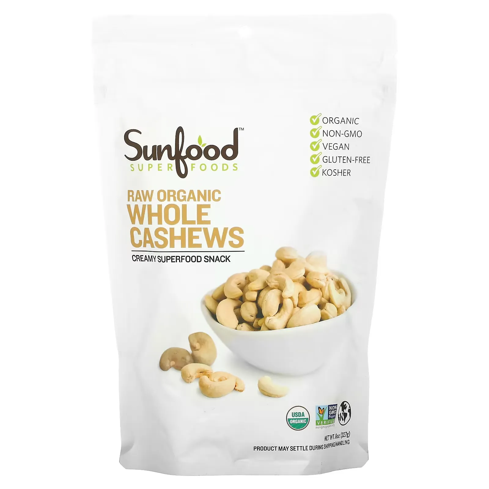 Raw Organic Whole Cashews, 8 oz (227 g)