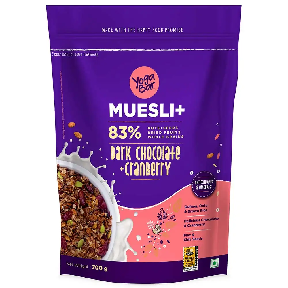 Yogabar Wholegrain Breakfast Muesli,  0.700 kg  Dark Chocolate and Cranberry