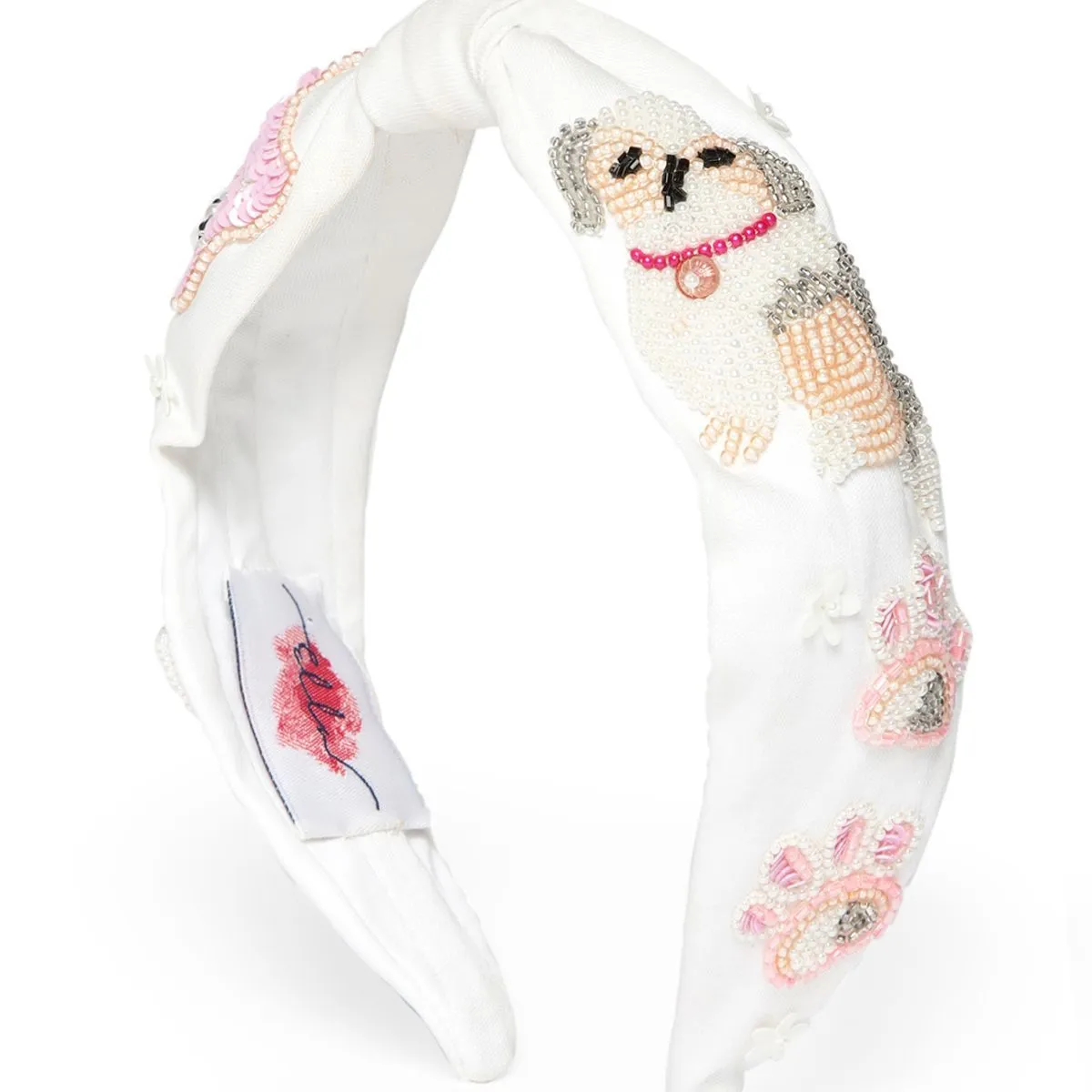 Elaa Elsa Headband In White Jersey With Embroidery - Animal Lovers