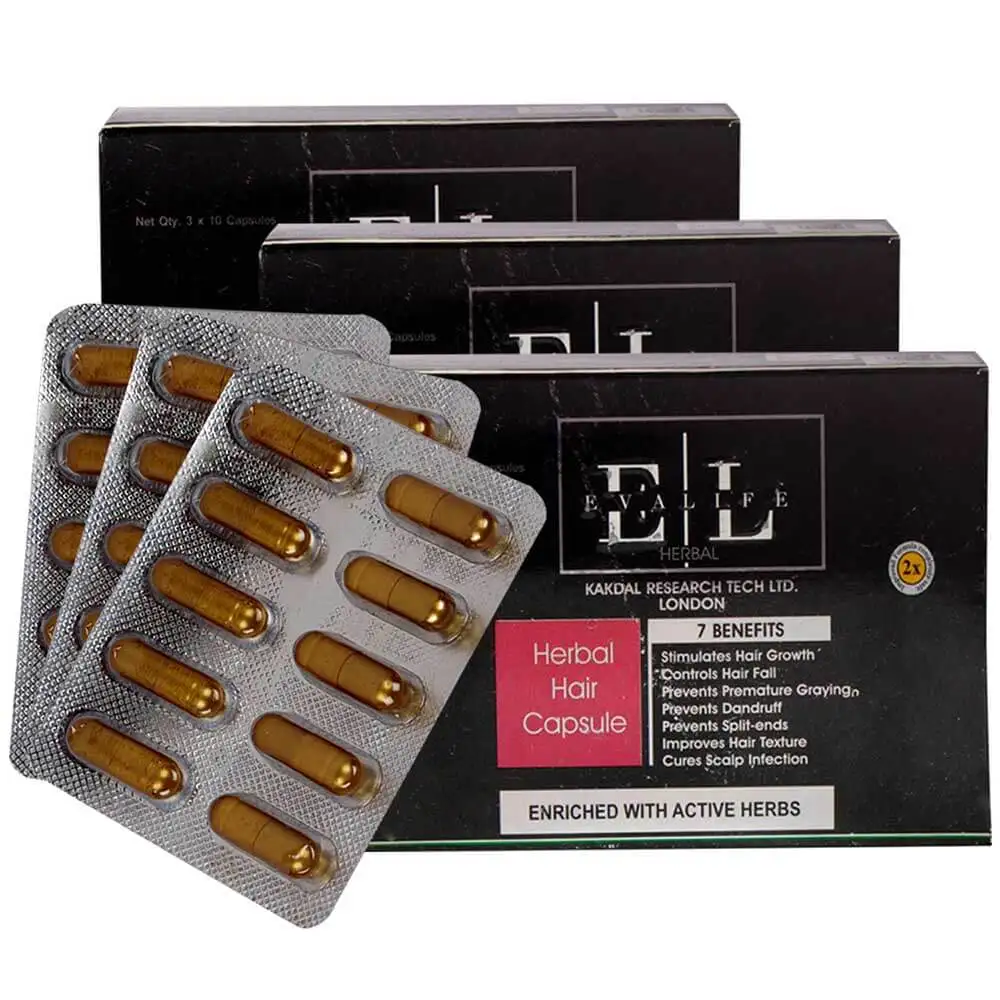 Evalife Herbal Hair -Pack of 3,  10 capsules