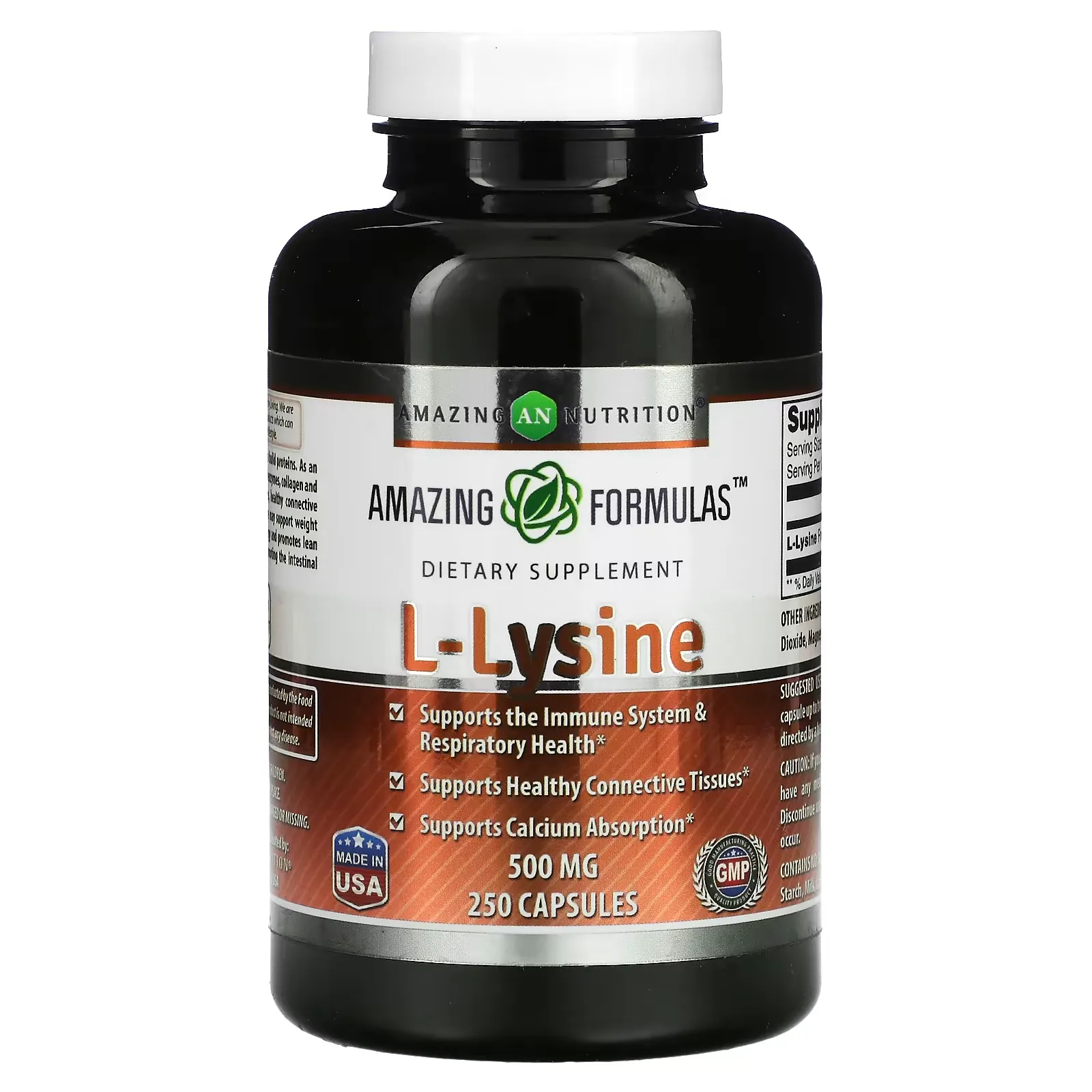 L-Lysine, 500 mg, 250 Capsules