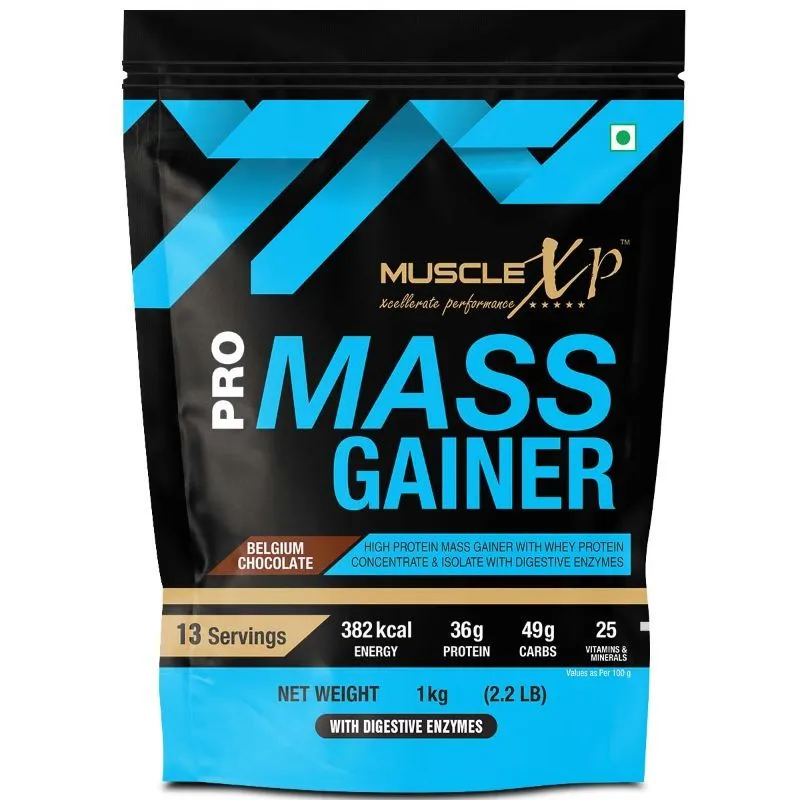 MuscleXP Pro Mass Gainer For Muscle Mass Gain With Whey Protein - Belgium Chocolate