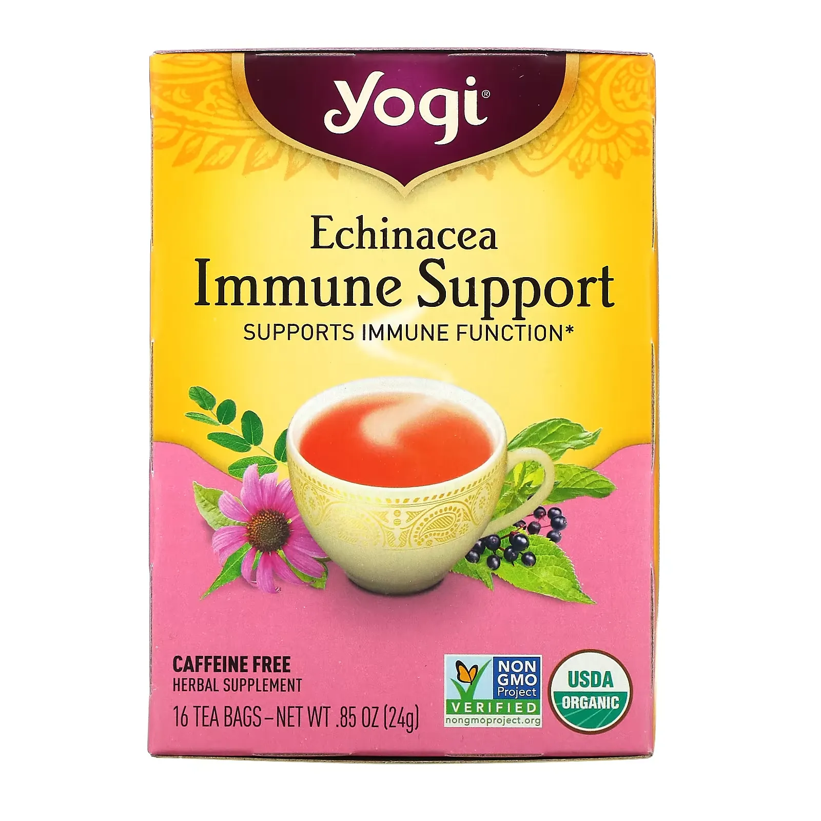 Echinacea Immune Support, Caffeine Free, 16 Tea Bags, .85 oz (24 g)