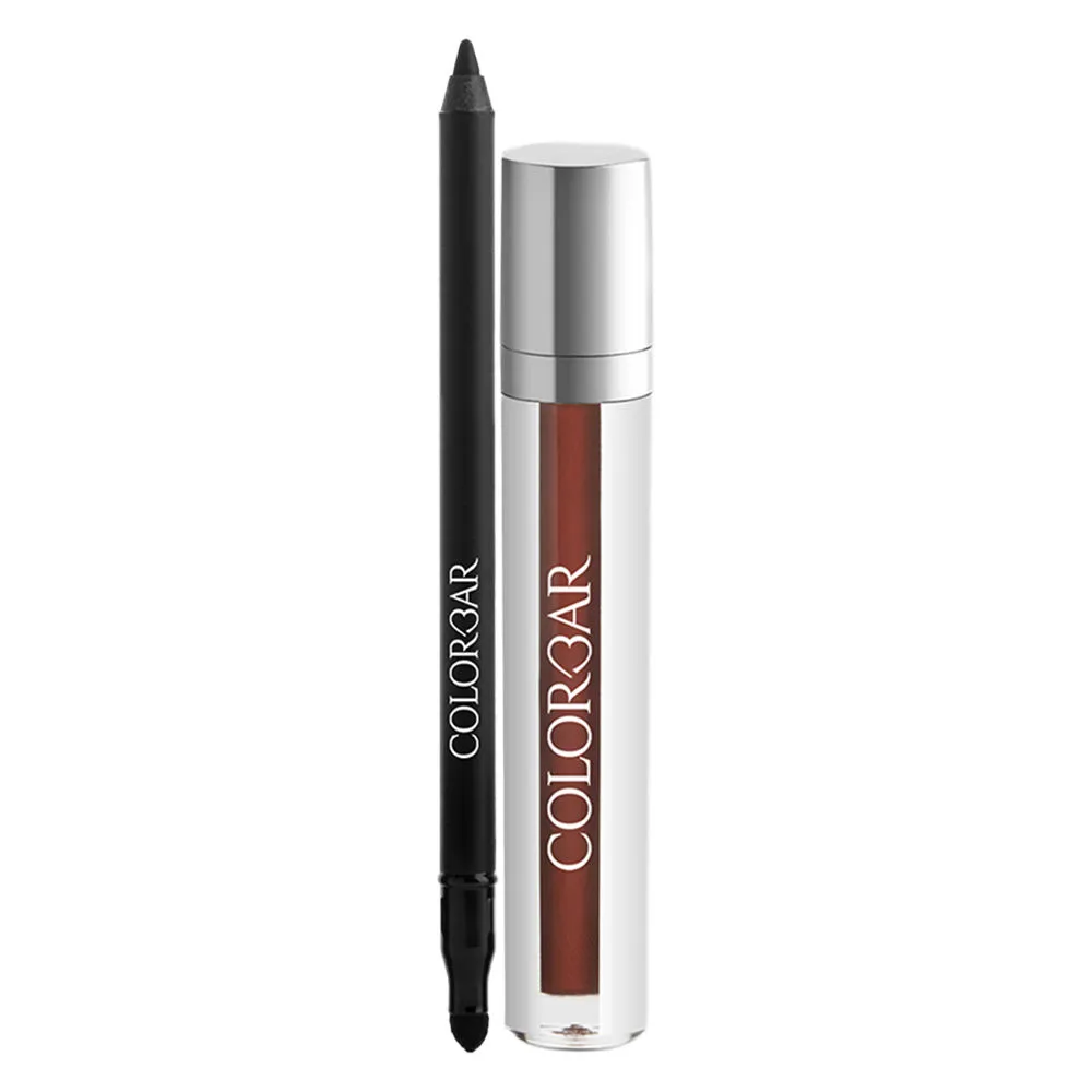 Colorbar Smoky Eye Kajal- Just Black + Kiss Proof Lip Stain - Haute Latte Combo