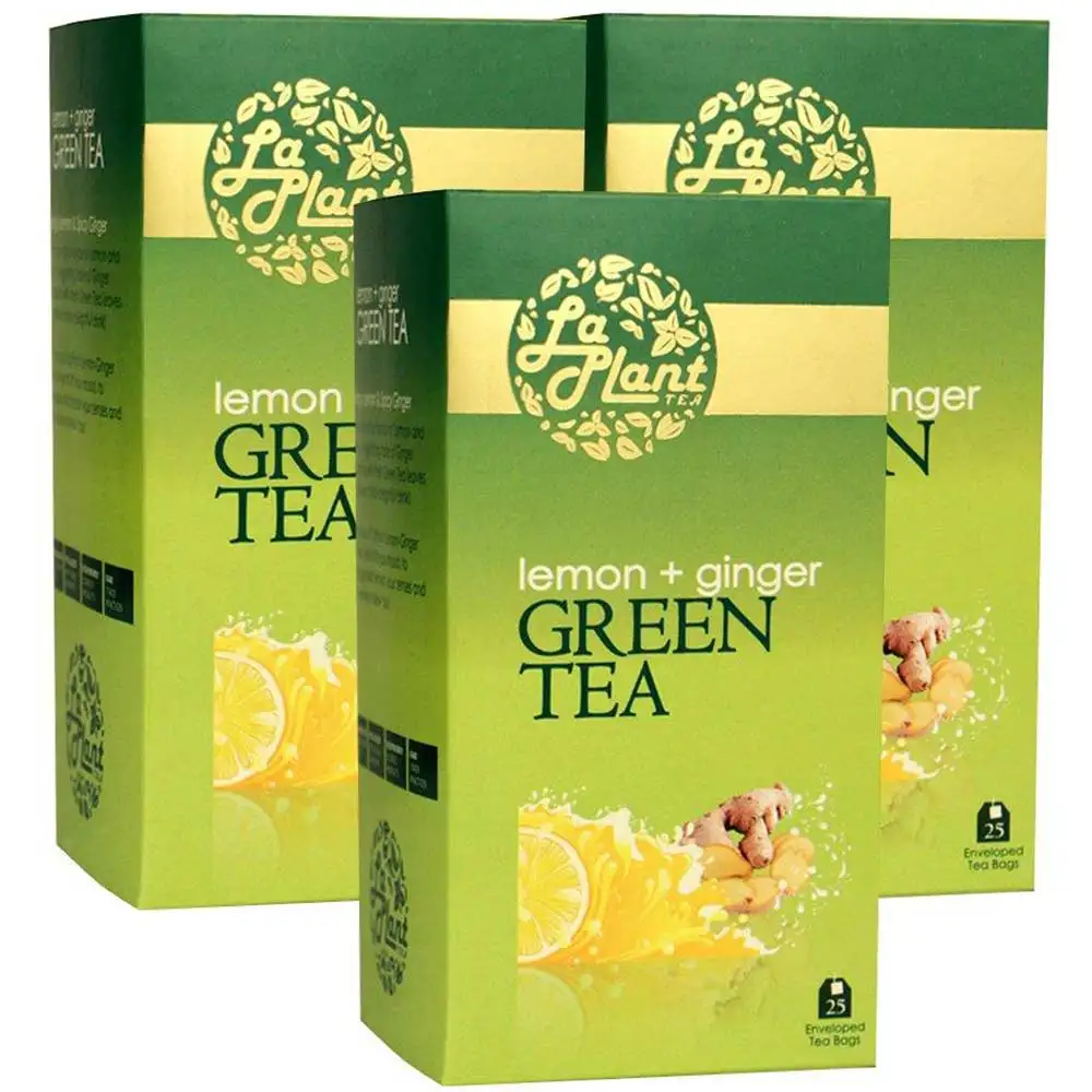 Laplant Green Tea,  25 Piece(s)/Pack  Lemon & Ginger (Pack of 3)