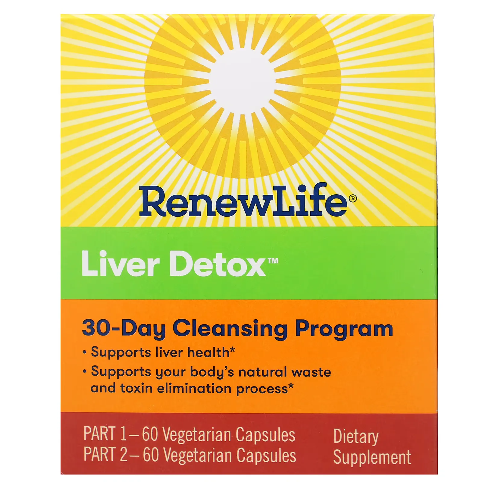 Liver Detox, 30-Day Cleansing Program, 2 Bottles, 60 Vegetarian Capsules Each