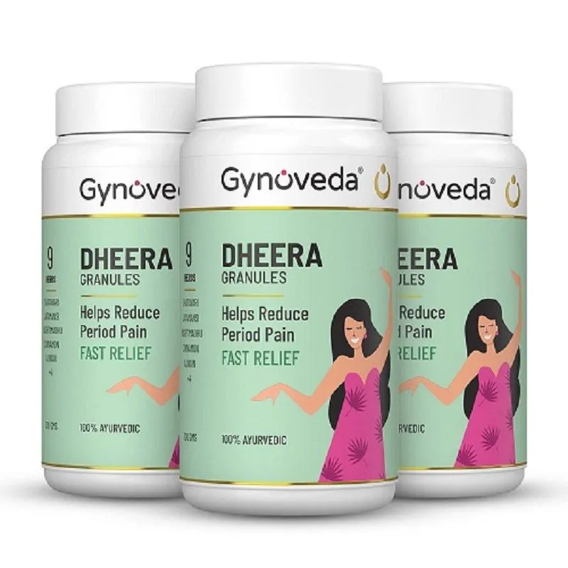 Gynoveda Dheera Granules - Helps Reduce Period Pain - Fast Relief - Pack Of 3