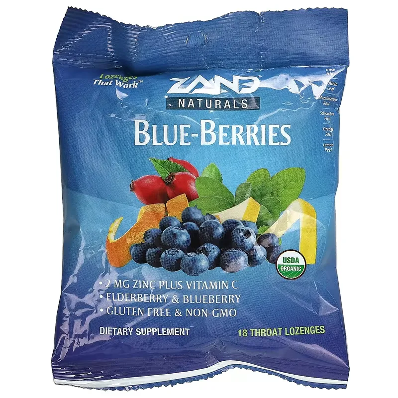 Naturals, Organic Blue-Berries, 18 Throat Lozenges